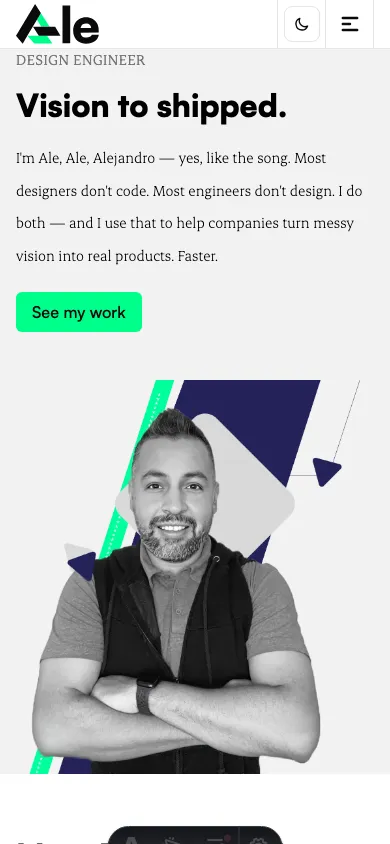 Before — mobile view with hamburger button that did not open a menu