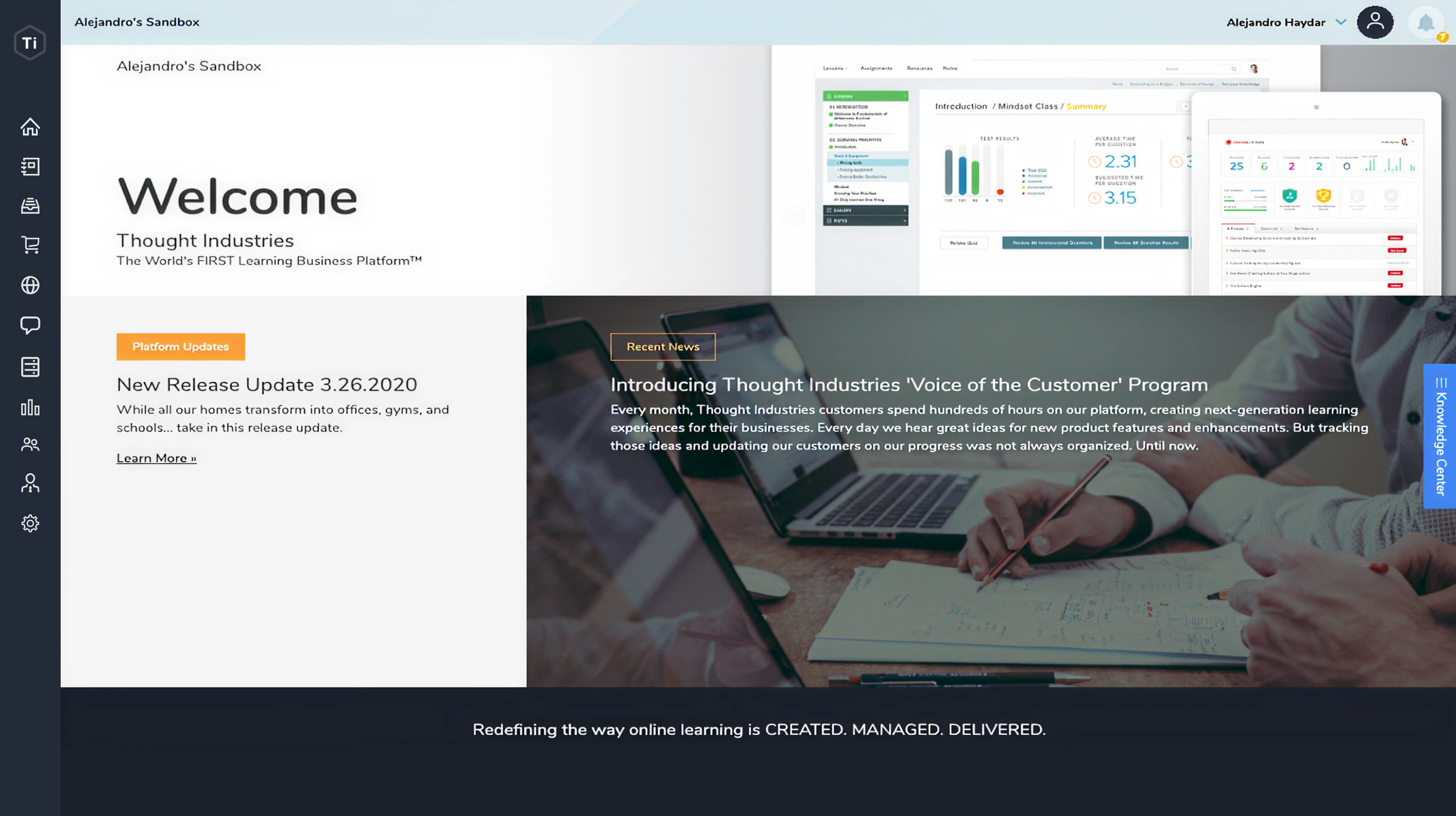 Thought Industries platform — before the redesign