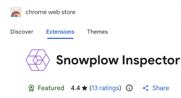 Snowplow Inspector on the Chrome Web Store — Featured, 4.4 stars, 13 ratings